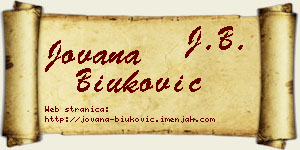 Jovana Biuković vizit kartica